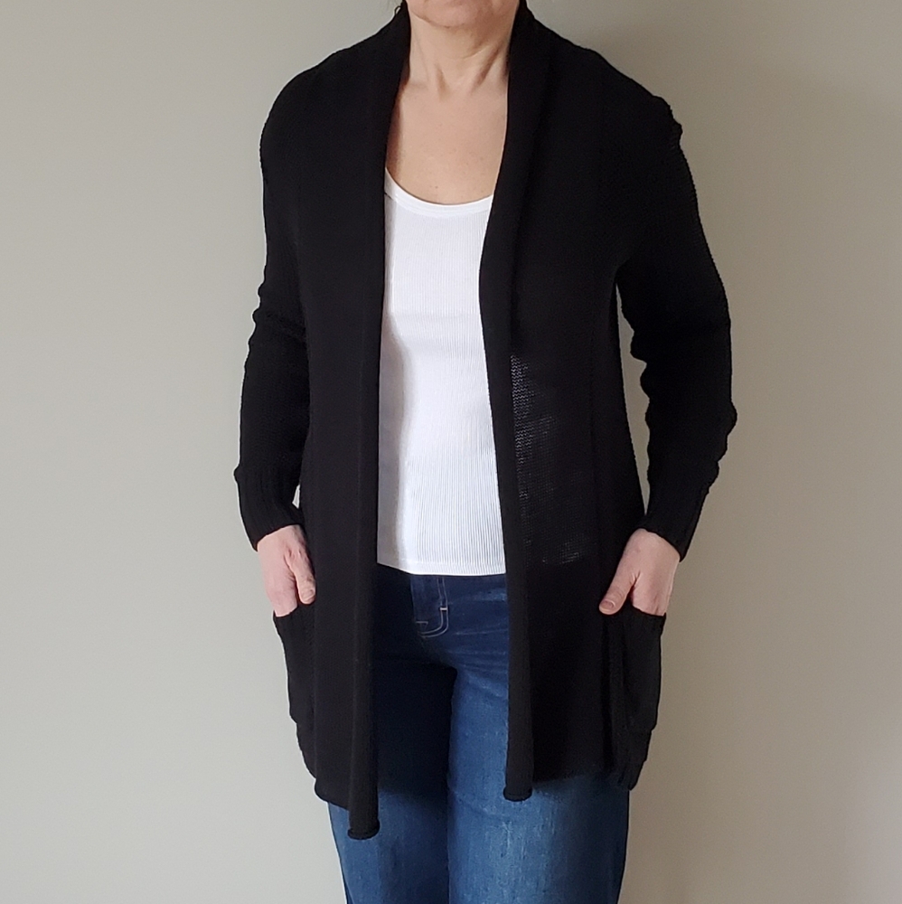 LOFT Black Open Cardigan